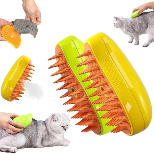 Steam Brush for Pets with Gentle Grooming and Hair Removal
