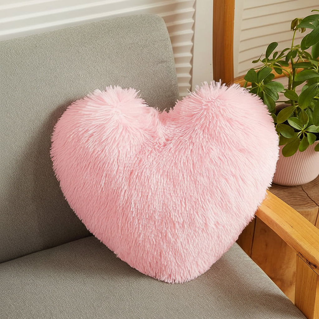 Soft Pink Heart Shaped Plush Pillow for Valentine’s Day Gift