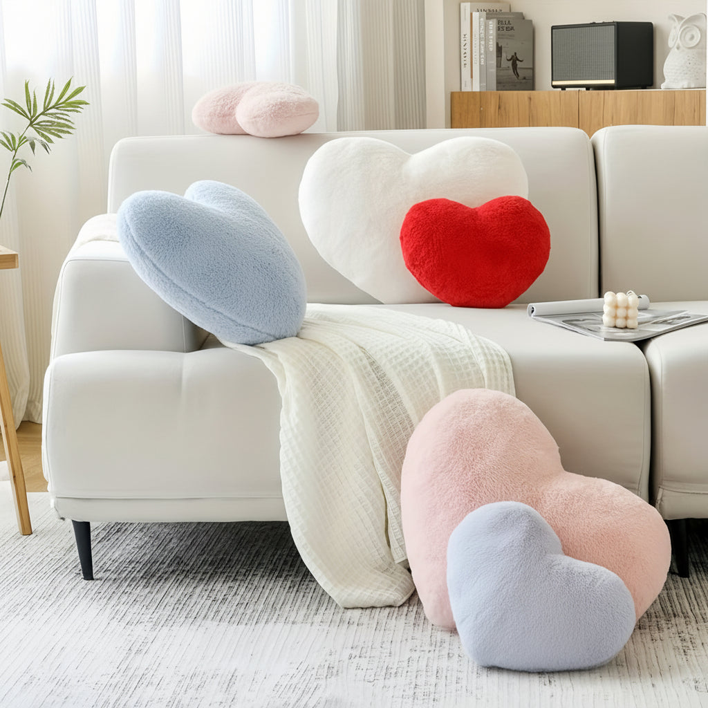 Heart Shaped Plush Throw Pillow for Cozy Home Decor