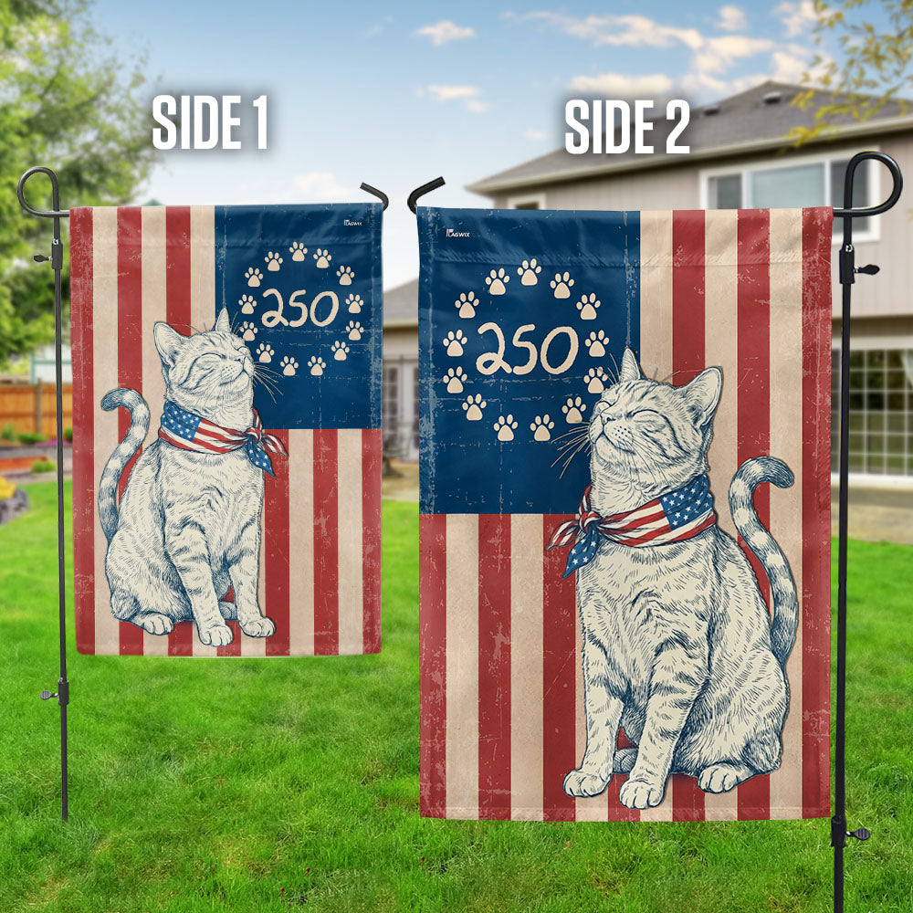 Patriotic Cat Garden Flag - Betsy Ross Design, 250th Anniversary