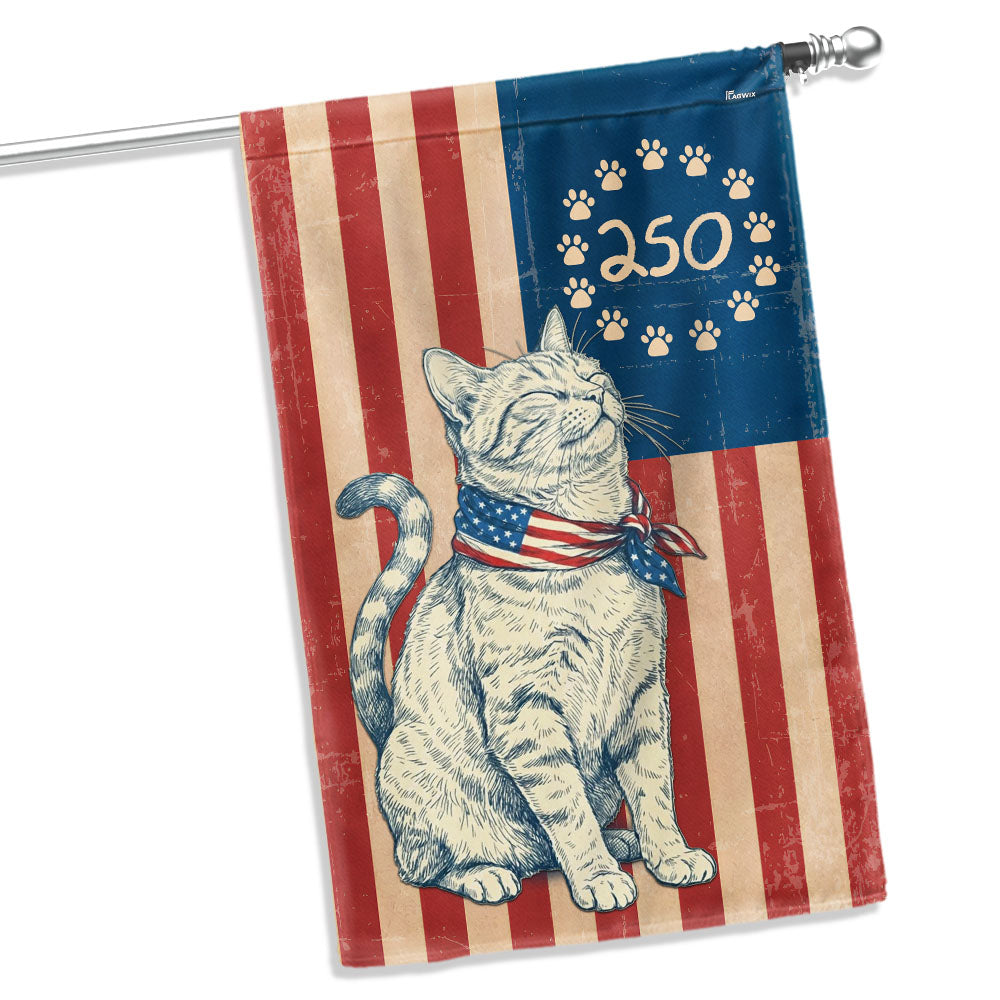 Patriotic Cat Garden Flag - Betsy Ross Design, 250th Anniversary
