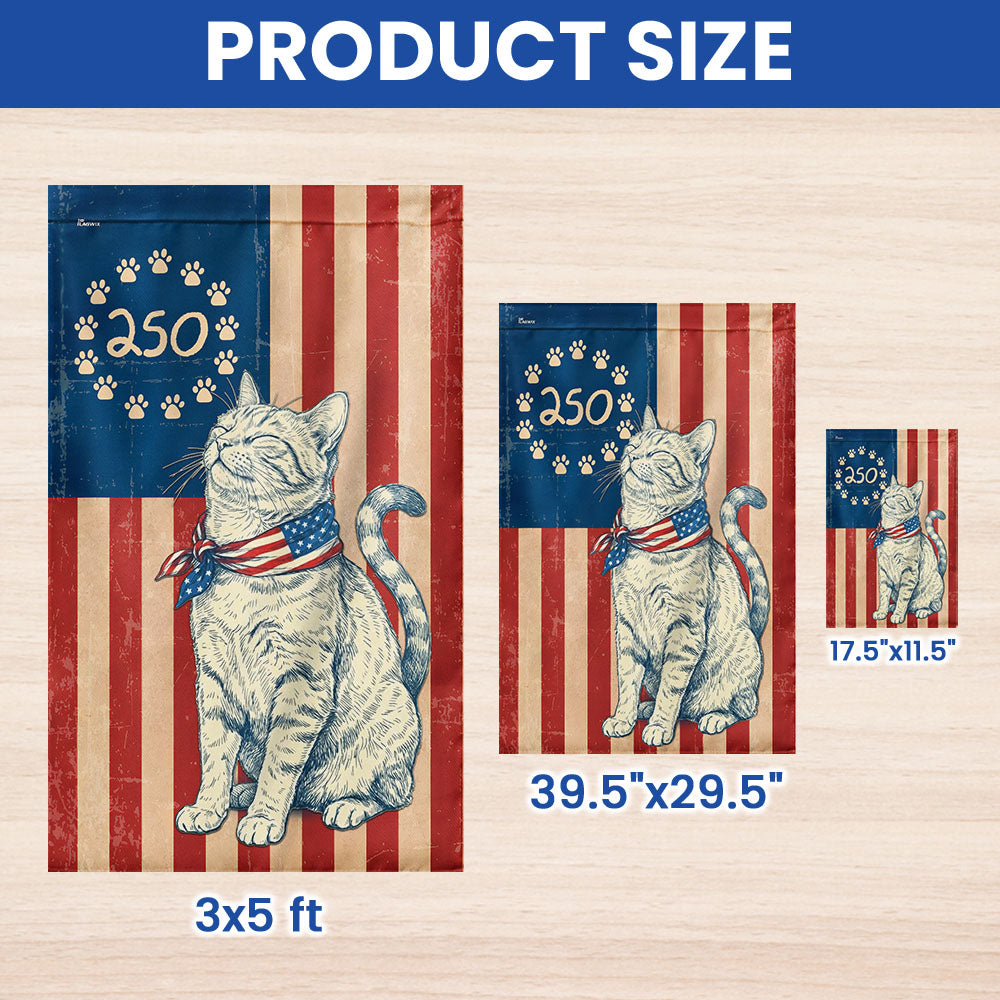 Patriotic Cat Garden Flag - Betsy Ross Design, 250th Anniversary