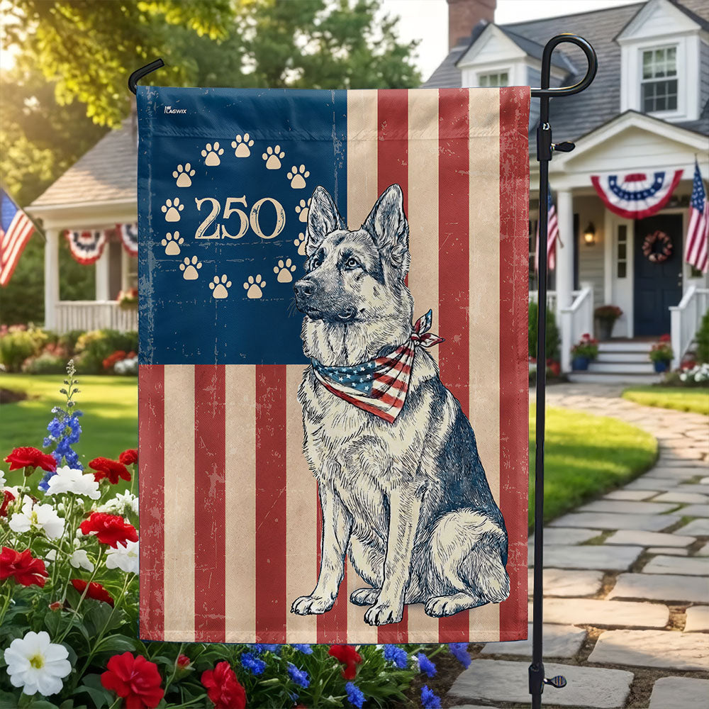 Betsy Ross German Shepherd Dog Flag - Patriotic Canvas Banner
