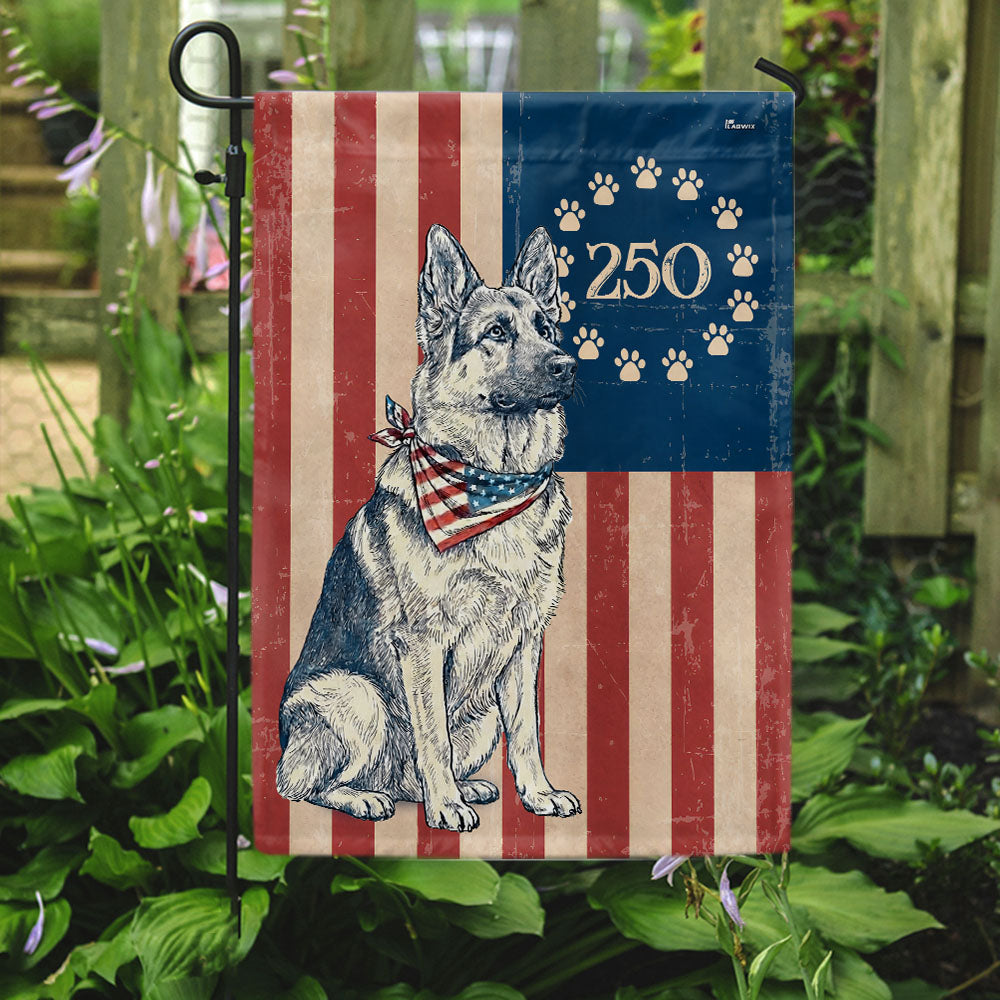 Betsy Ross German Shepherd Dog Flag - Patriotic Canvas Banner