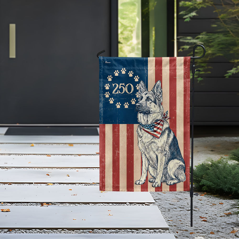 Betsy Ross German Shepherd Dog Flag - Patriotic Canvas Banner