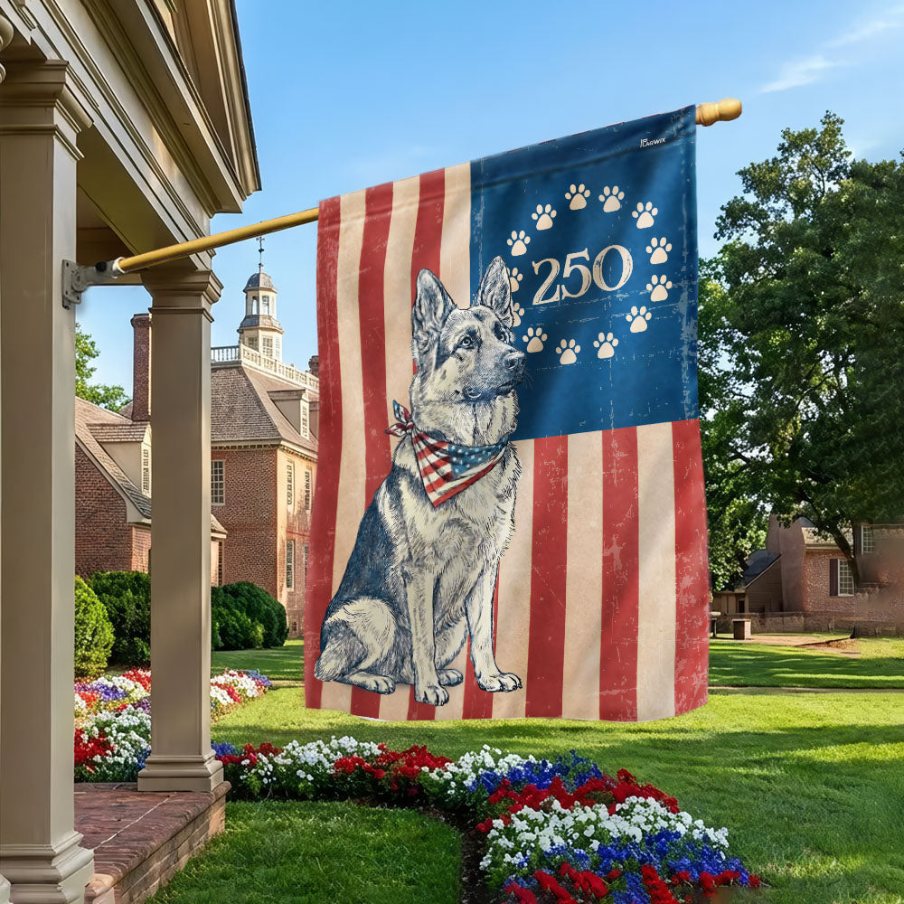 Betsy Ross German Shepherd Dog Flag - Patriotic Canvas Banner
