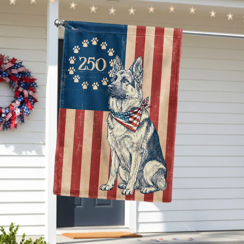 Betsy Ross German Shepherd Dog Flag - Patriotic Canvas Banner