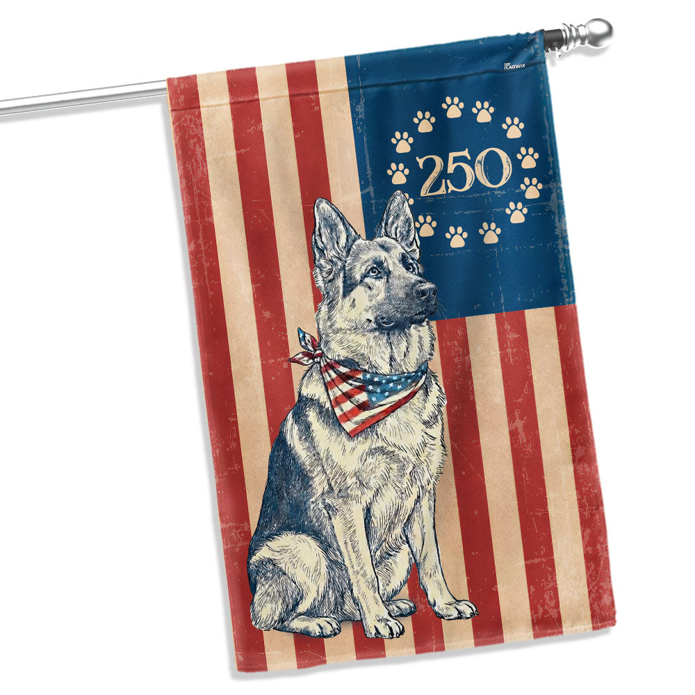 Betsy Ross German Shepherd Dog Flag - Patriotic Canvas Banner