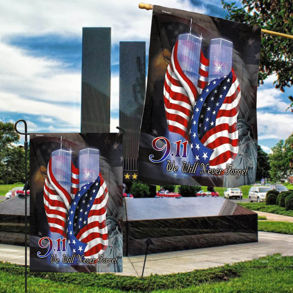 September 11th Never Forget Patriotic Flag - Double-Sided Canvas