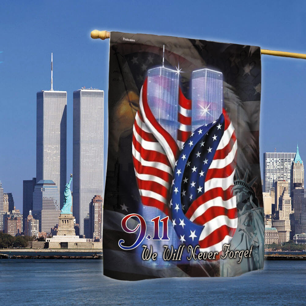 September 11th Never Forget Patriotic Flag - Double-Sided Canvas