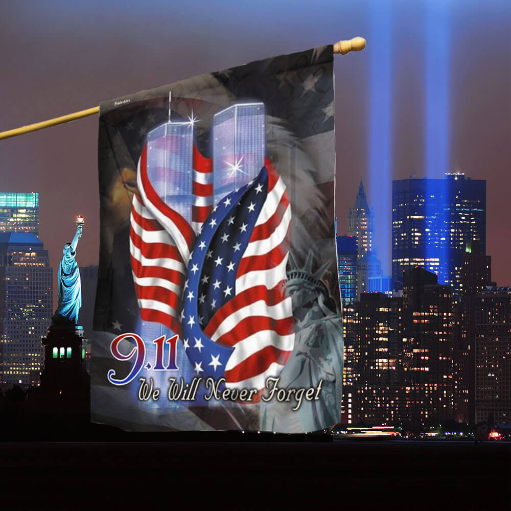 September 11th Never Forget Patriotic Flag - Double-Sided Canvas