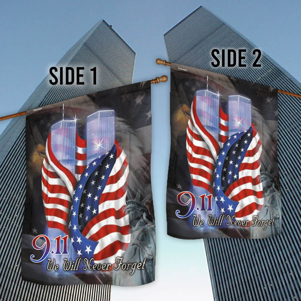 September 11th Never Forget Patriotic Flag - Double-Sided Canvas