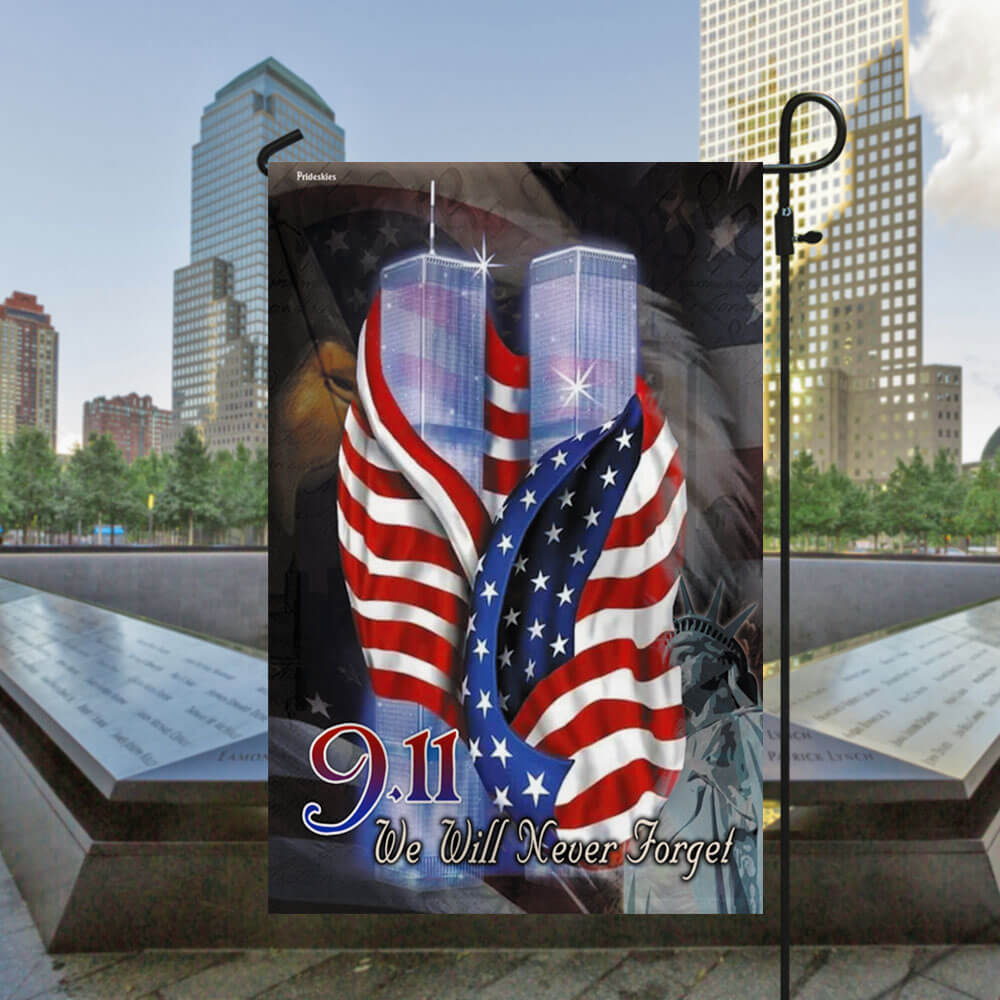 September 11th Never Forget Patriotic Flag - Double-Sided Canvas