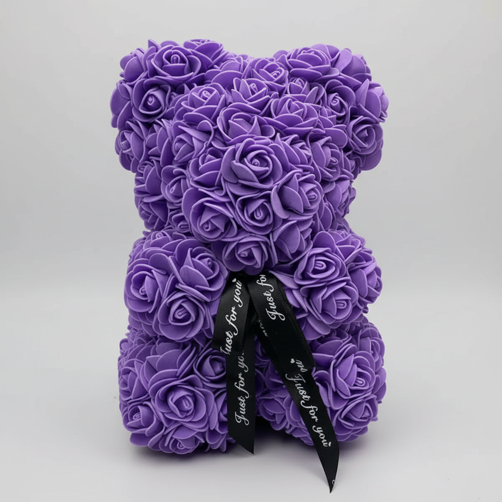 Rose Bear Plush Figure Made of Foam Roses - Romantic Gift for Her
