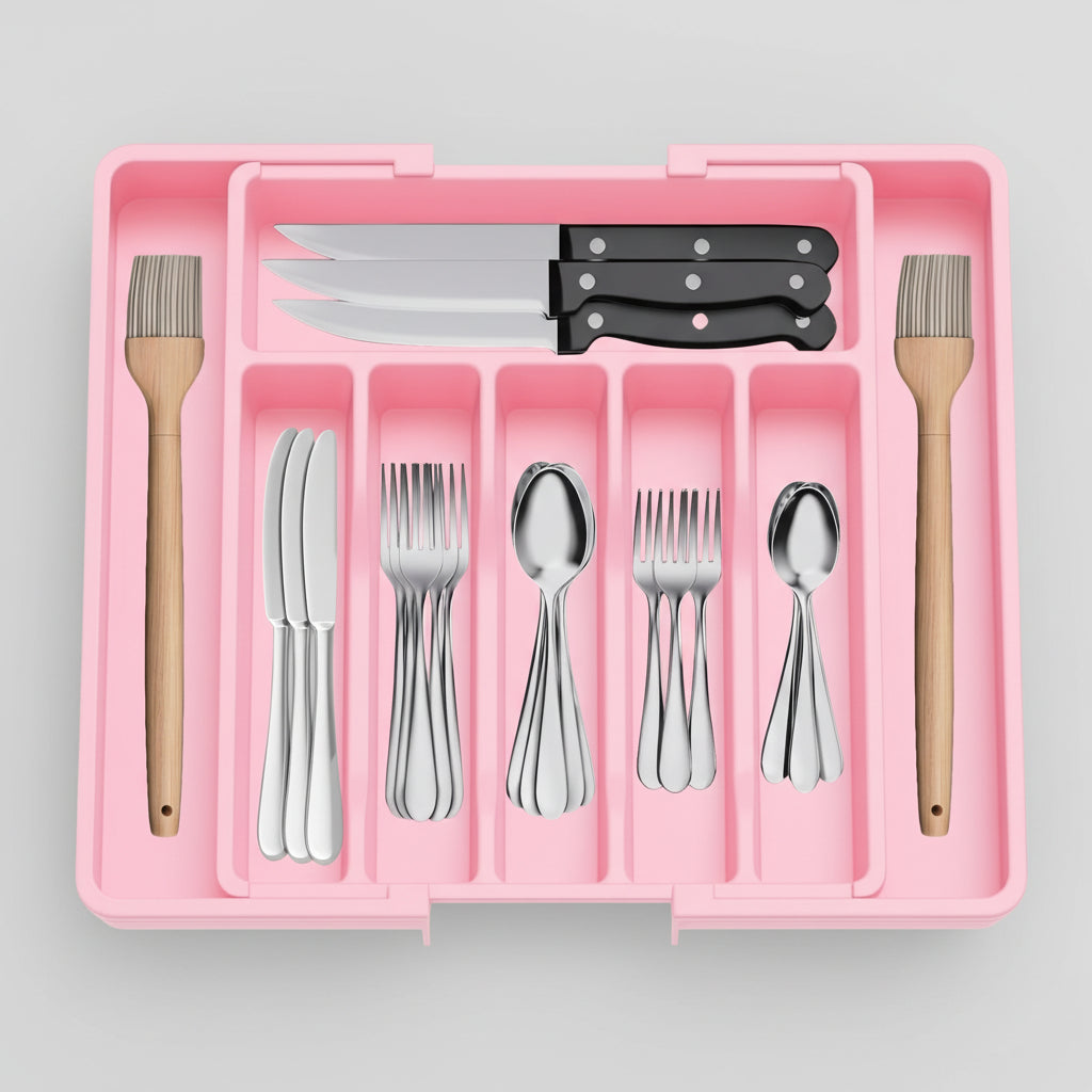 Extra Large Expandable Silverware Organizer BPA-Free Cutlery Tray