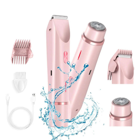Painless Waterproof Bikini Hair Trimmer with Dual Heads and Quiet Operation