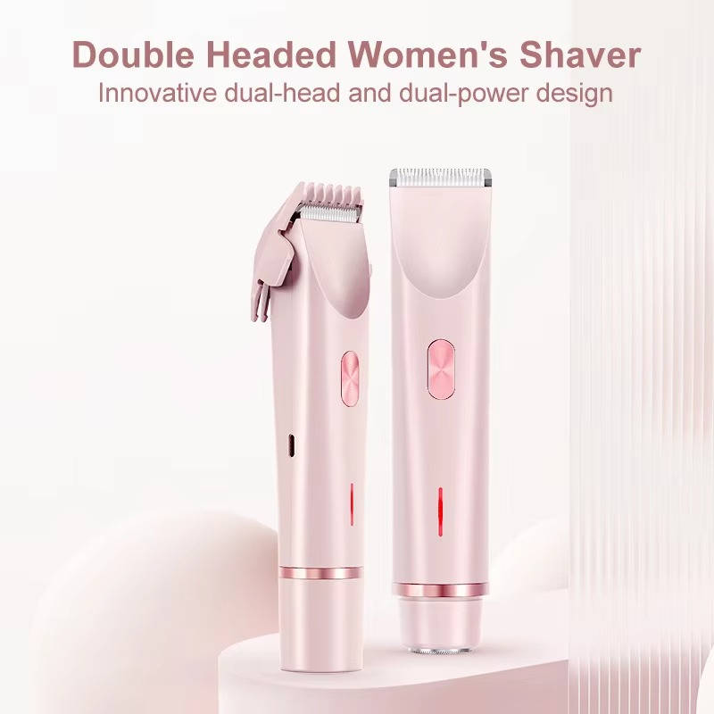 Painless Waterproof Bikini Hair Trimmer with Dual Heads and Quiet Operation