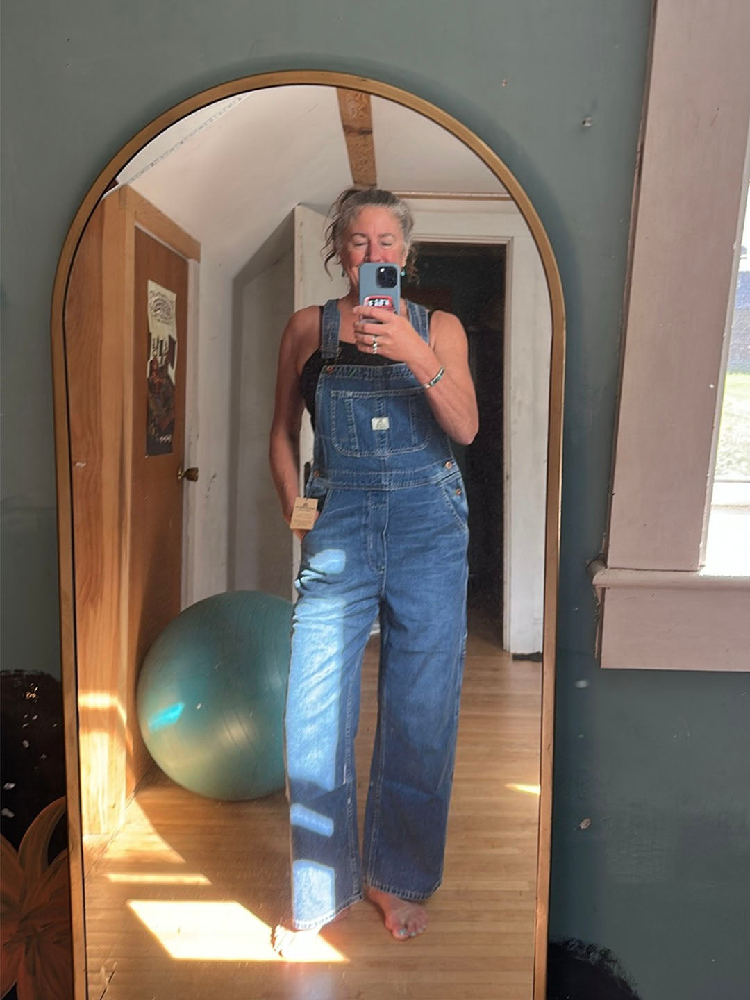 Oversized Vintage Denim Bib Overalls with Adjustable Suspenders