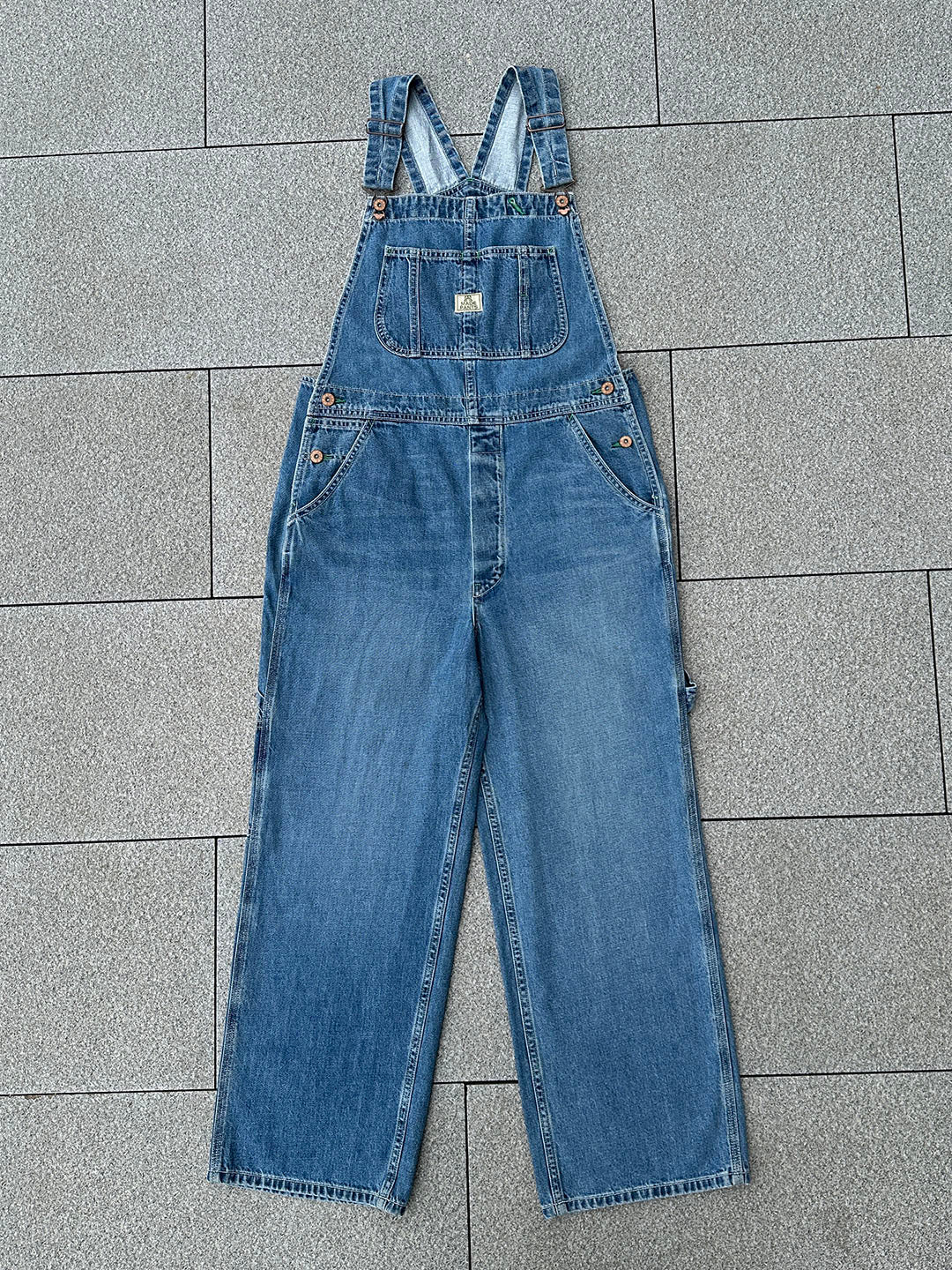 Oversized Vintage Denim Bib Overalls with Adjustable Suspenders