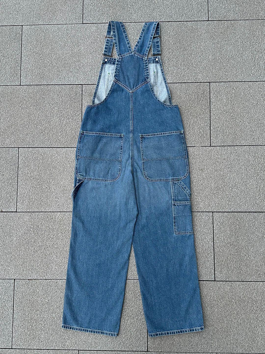 Oversized Vintage Denim Bib Overalls with Adjustable Suspenders
