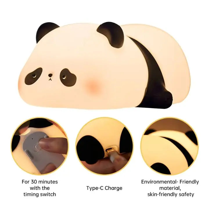 Rechargeable Panda Night Light - Soft Silicone with Warm White Glow