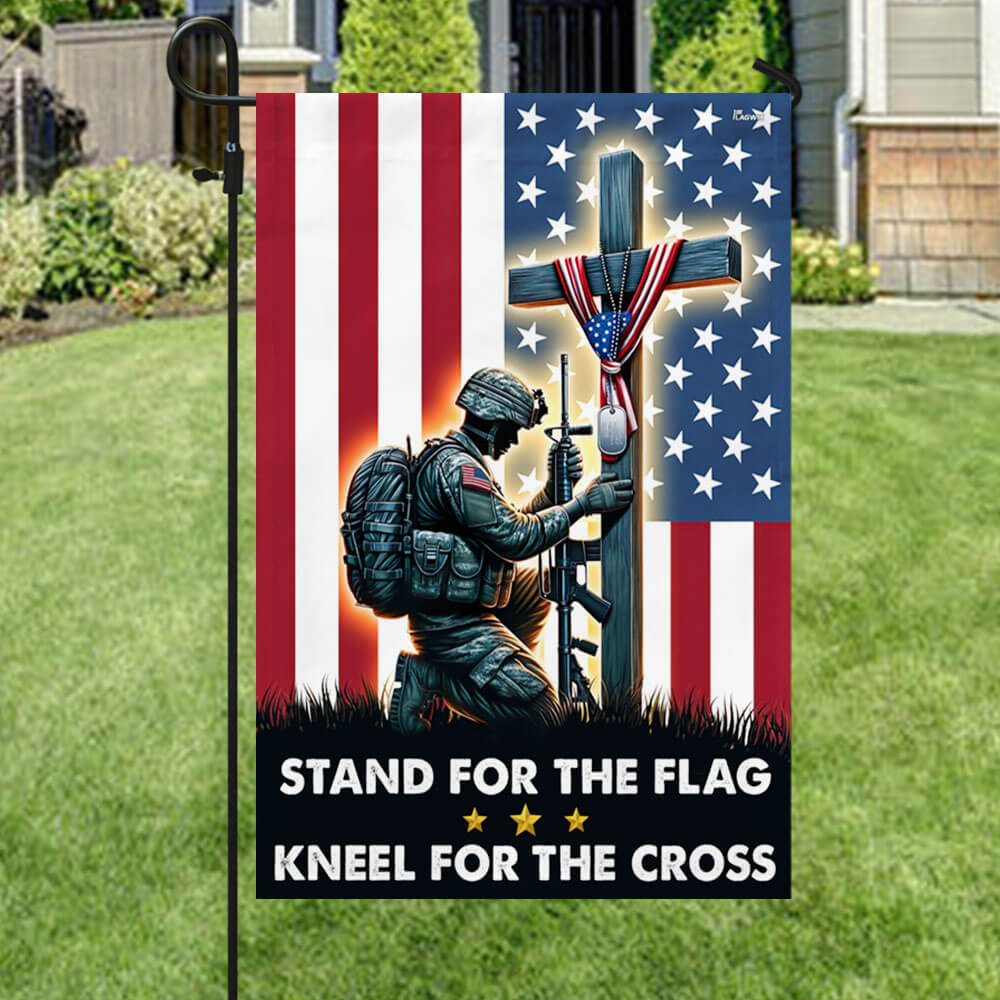 Patriotic Christian Flag Stand For The Flag Kneel For The Cross