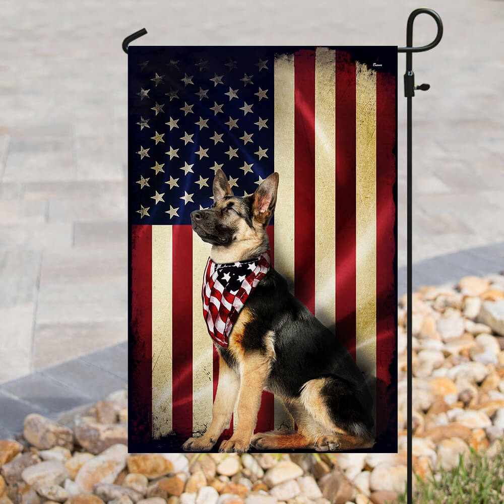 German Shepherd American Flag Double-Sided Weather-Resistant Banner