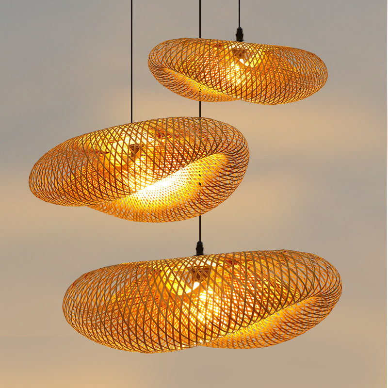 Rattan Woven Bamboo Pendant Light - LED Ceiling Fixture