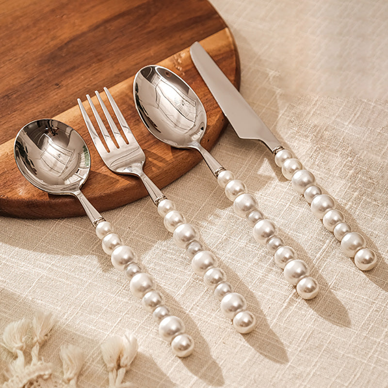 Pearl Handle Stainless Steel Cutlery Set - 4 Pieces
