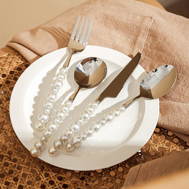 Pearl Handle Stainless Steel Cutlery Set - 4 Pieces