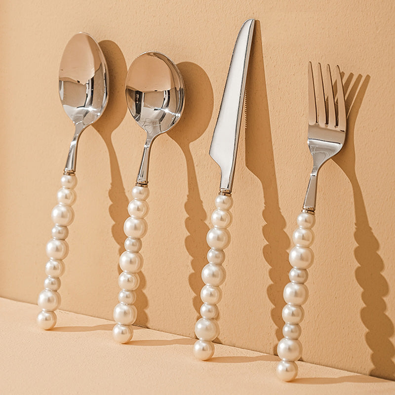 Pearl Handle Stainless Steel Cutlery Set - 4 Pieces