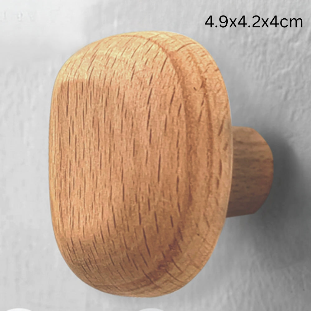 Pebble-Shaped Wooden Wall Hook for Coats and Bags
