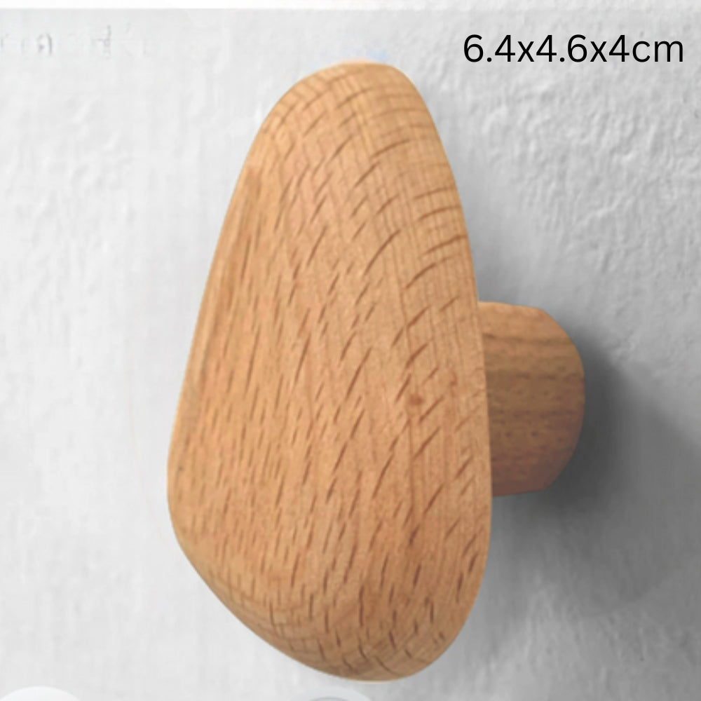 Pebble-Shaped Wooden Wall Hook for Coats and Bags