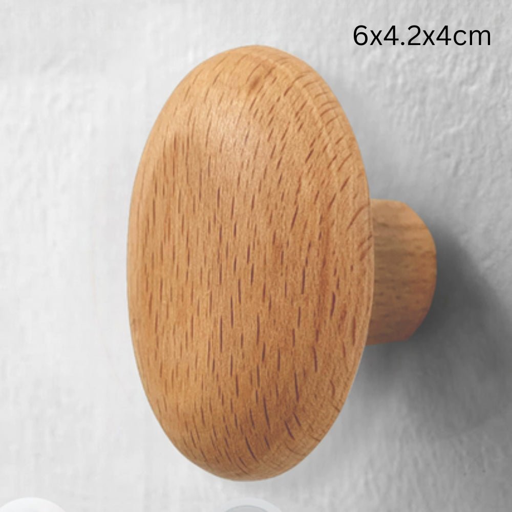 Pebble-Shaped Wooden Wall Hook for Coats and Bags