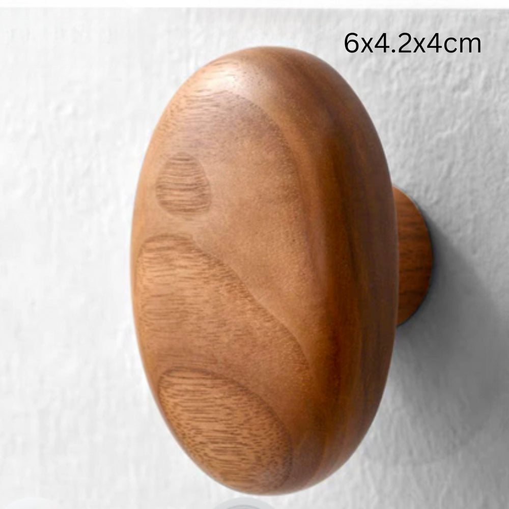 Pebble-Shaped Wooden Wall Hook for Coats and Bags
