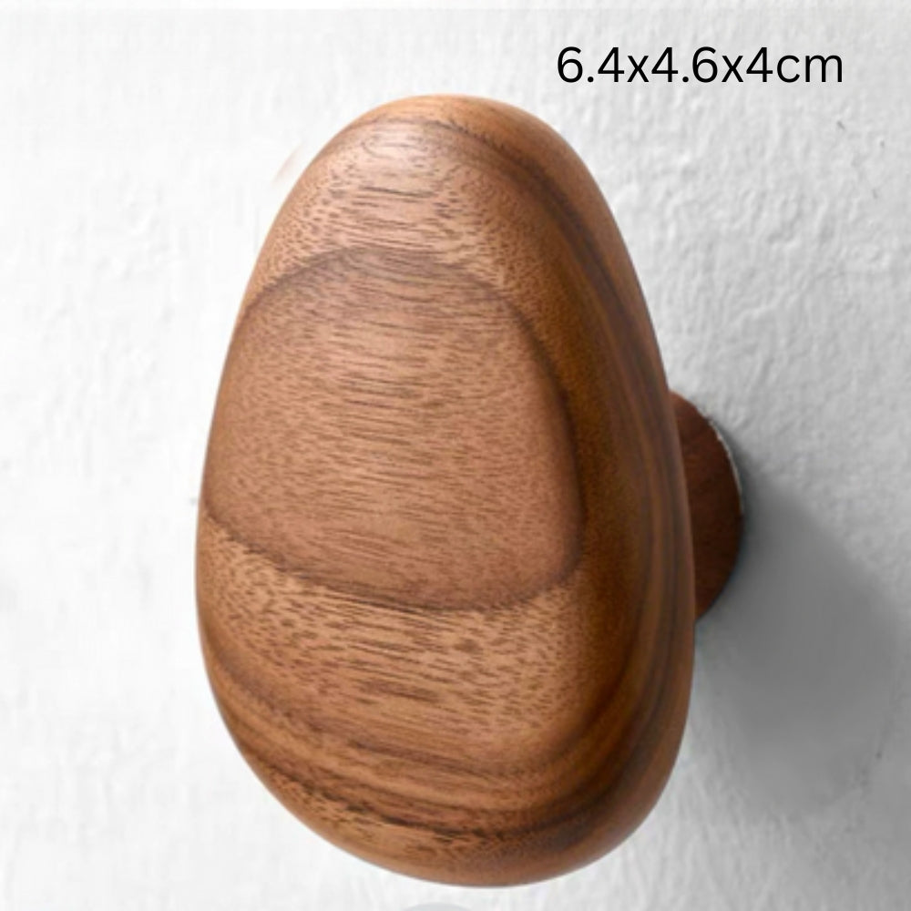 Pebble-Shaped Wooden Wall Hook for Coats and Bags