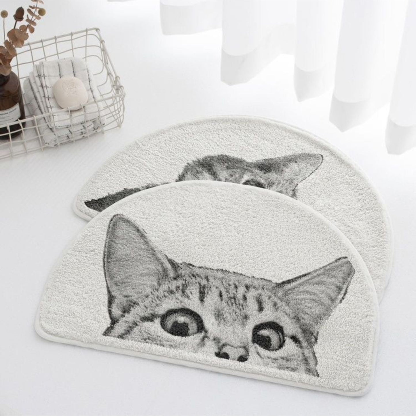 Playful Cat Design Non-Slip Bath Mat