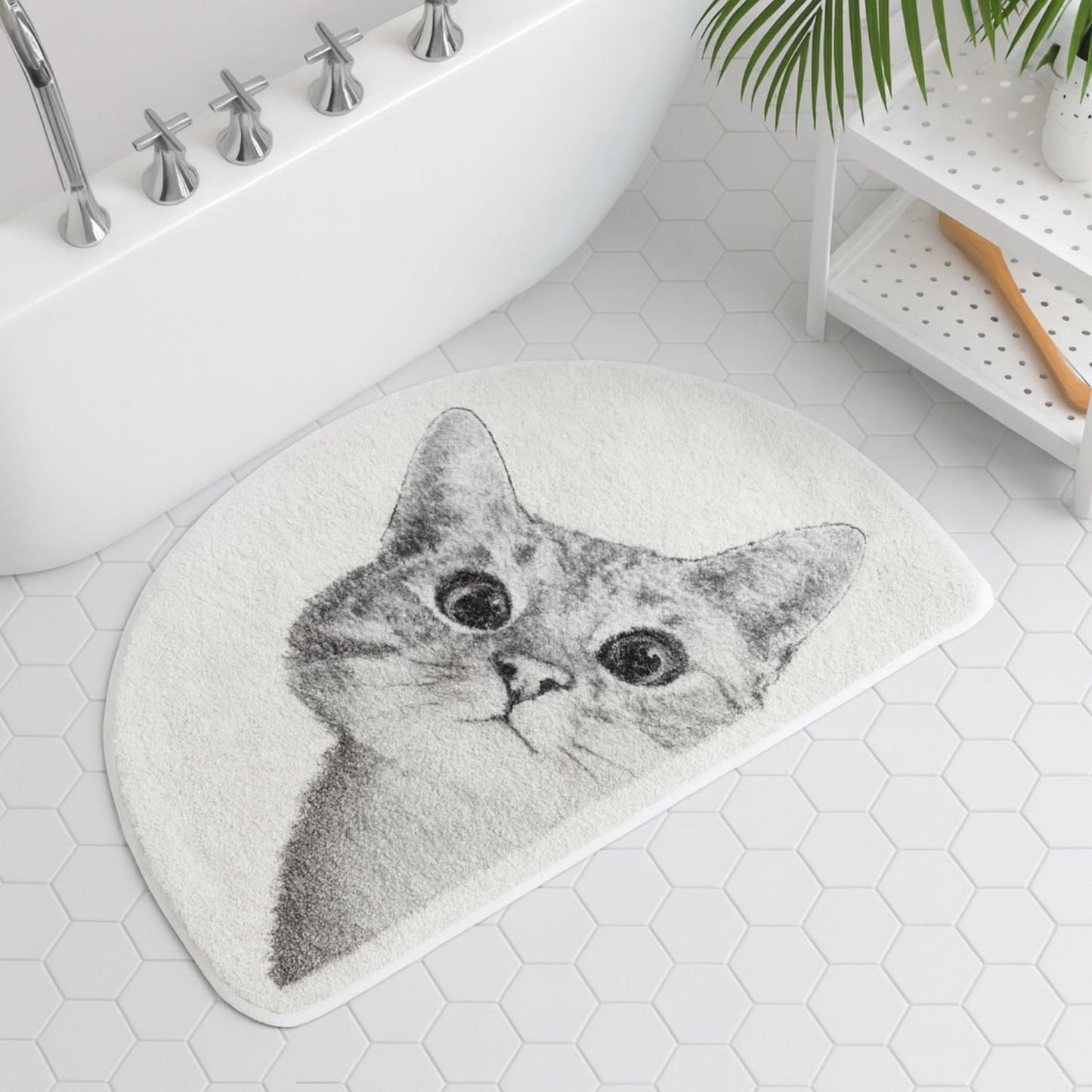 Playful Cat Design Non-Slip Bath Mat