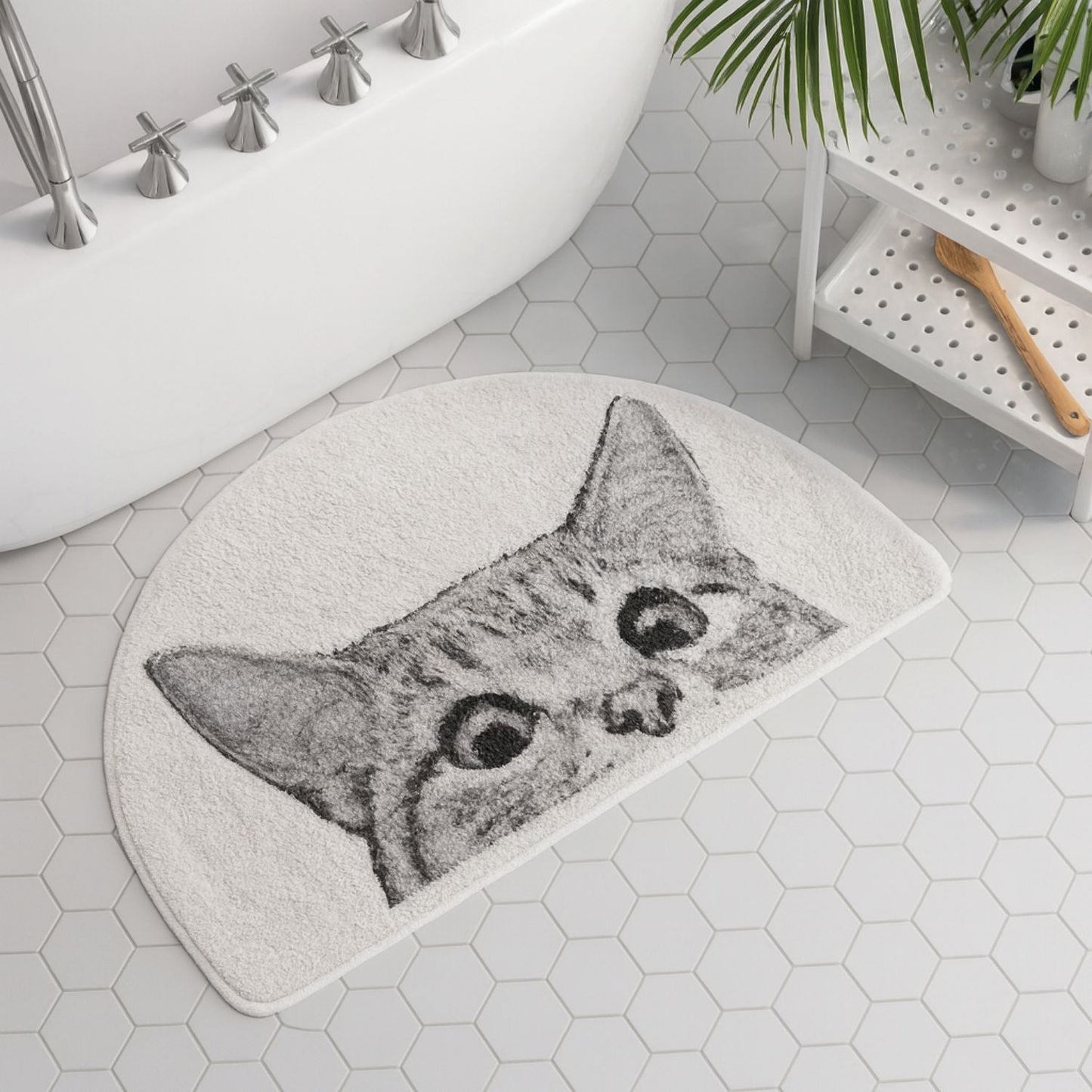 Playful Cat Design Non-Slip Bath Mat