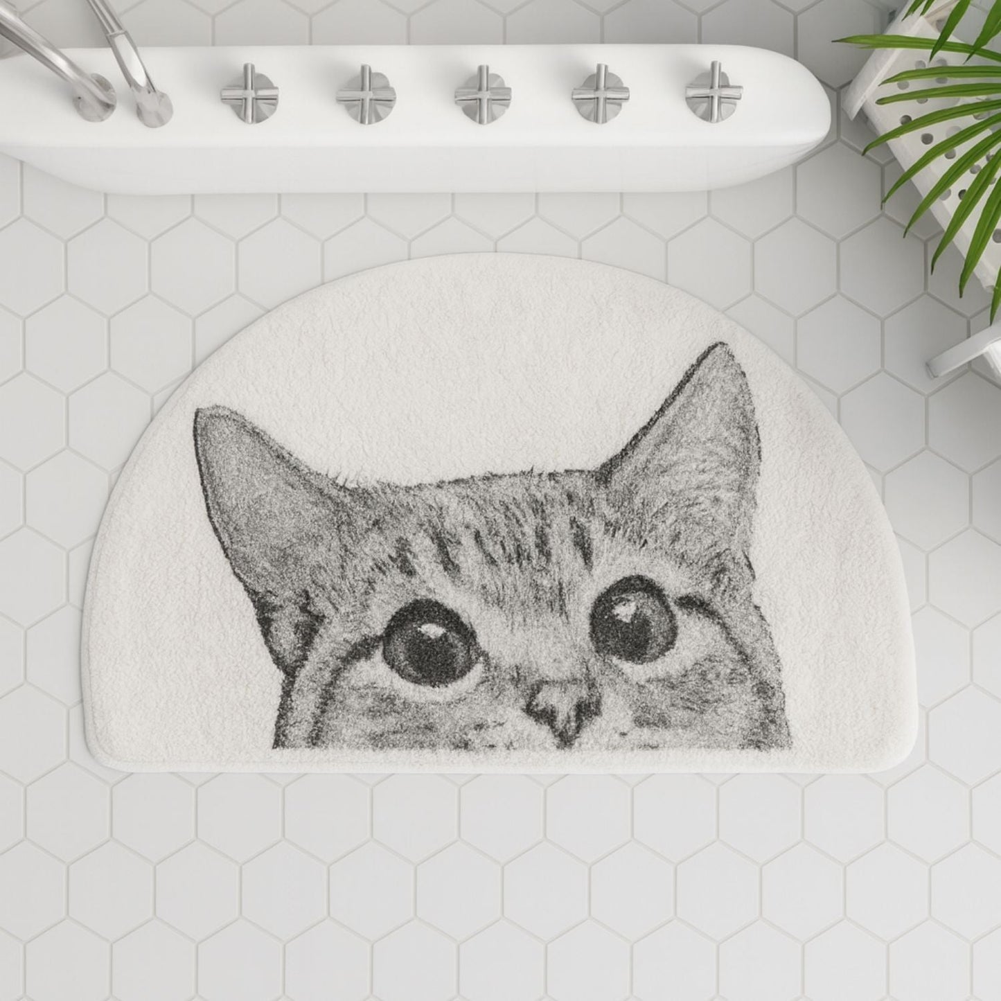 Playful Cat Design Non-Slip Bath Mat