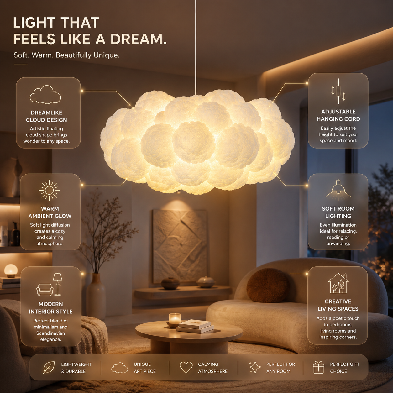 Modern White Cloud Pendant Light Chandelier