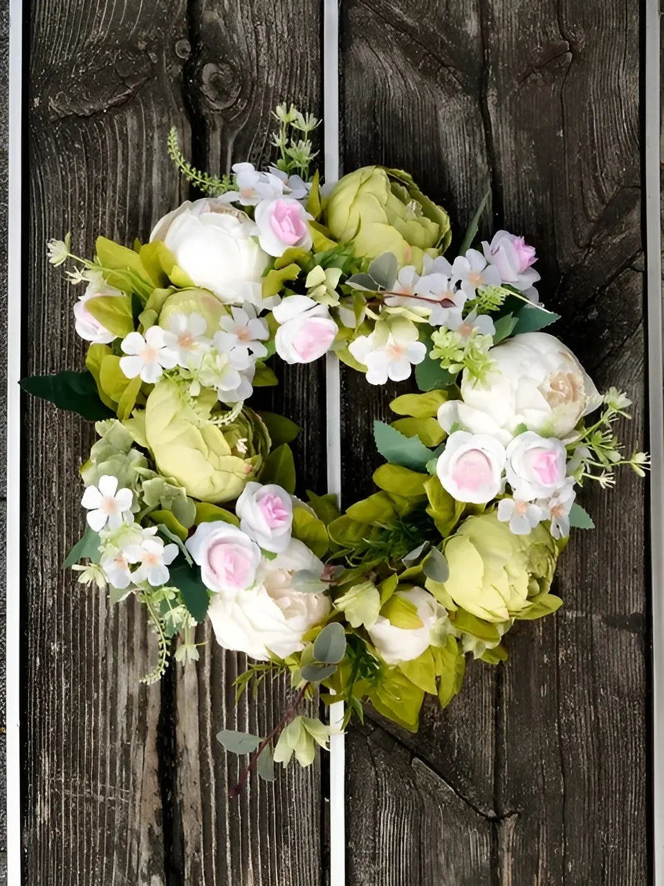 AutumnBloom Artificial Wreath with Peonies - Outdoor Fall Decoration