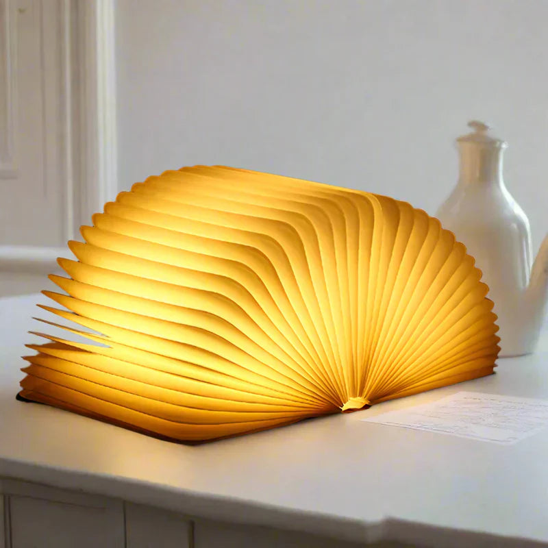 LED Folding Book Light with 7-Color Options – Unique Wooden Magnetic Night Lamp for Book Lovers