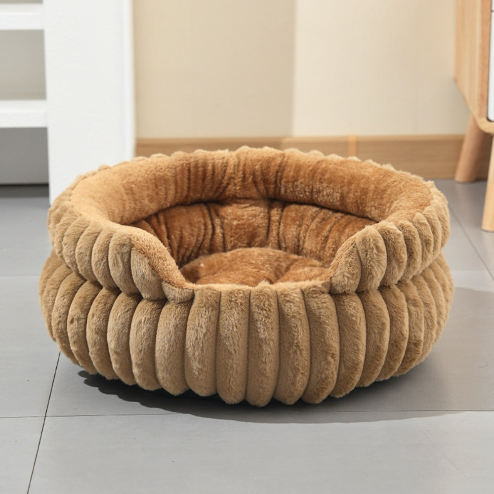 Plush Round Donut Nest Pet Bed for Cats and Small Dogs