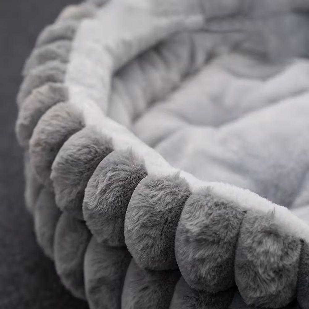 Plush Round Donut Nest Pet Bed for Cats and Small Dogs