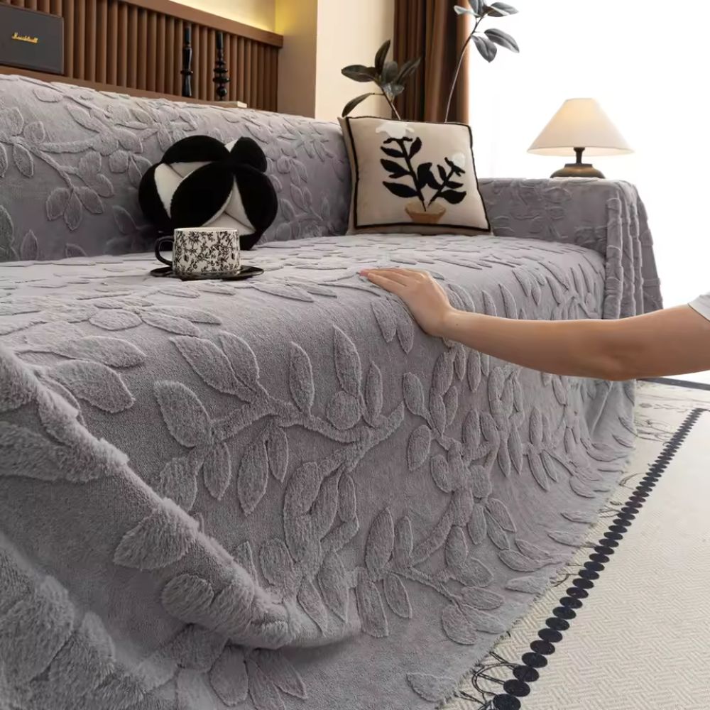 Microfiber Floral Sofa Cover - Petal Comfort Design