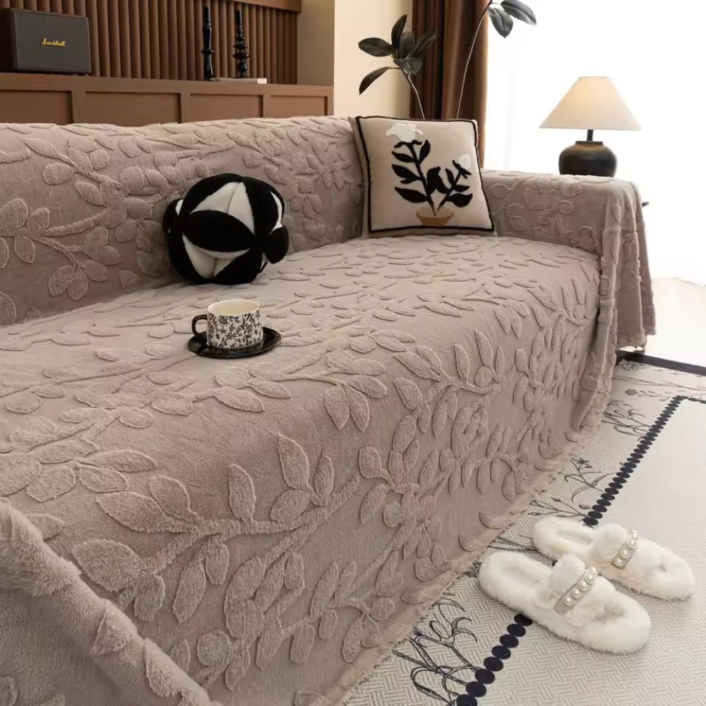 Microfiber Floral Sofa Cover - Petal Comfort Design