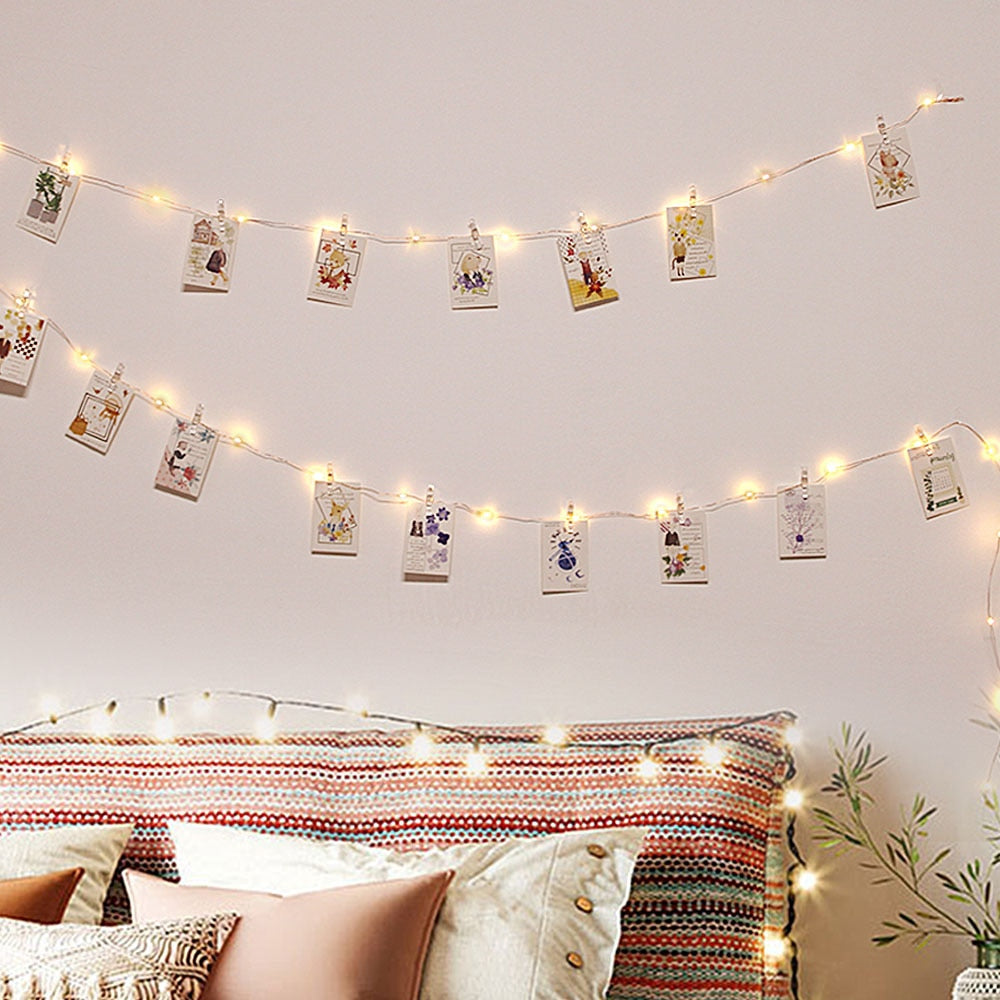 LED Photo Wall String Lights with 50 Clips