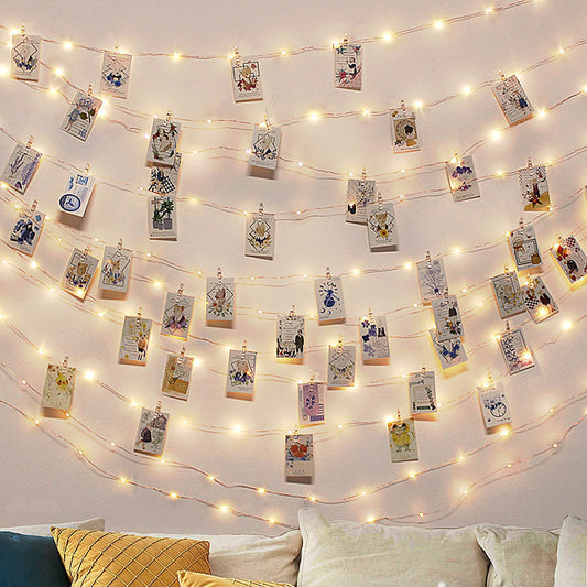 LED Photo Wall Fairy Light String with Clips