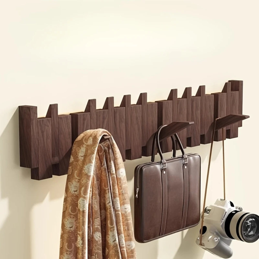 Foldable Wooden Piano Key Wall Hook Rack